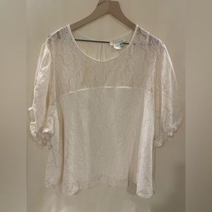 Anthropologie lace top. Ivory, size 3X.